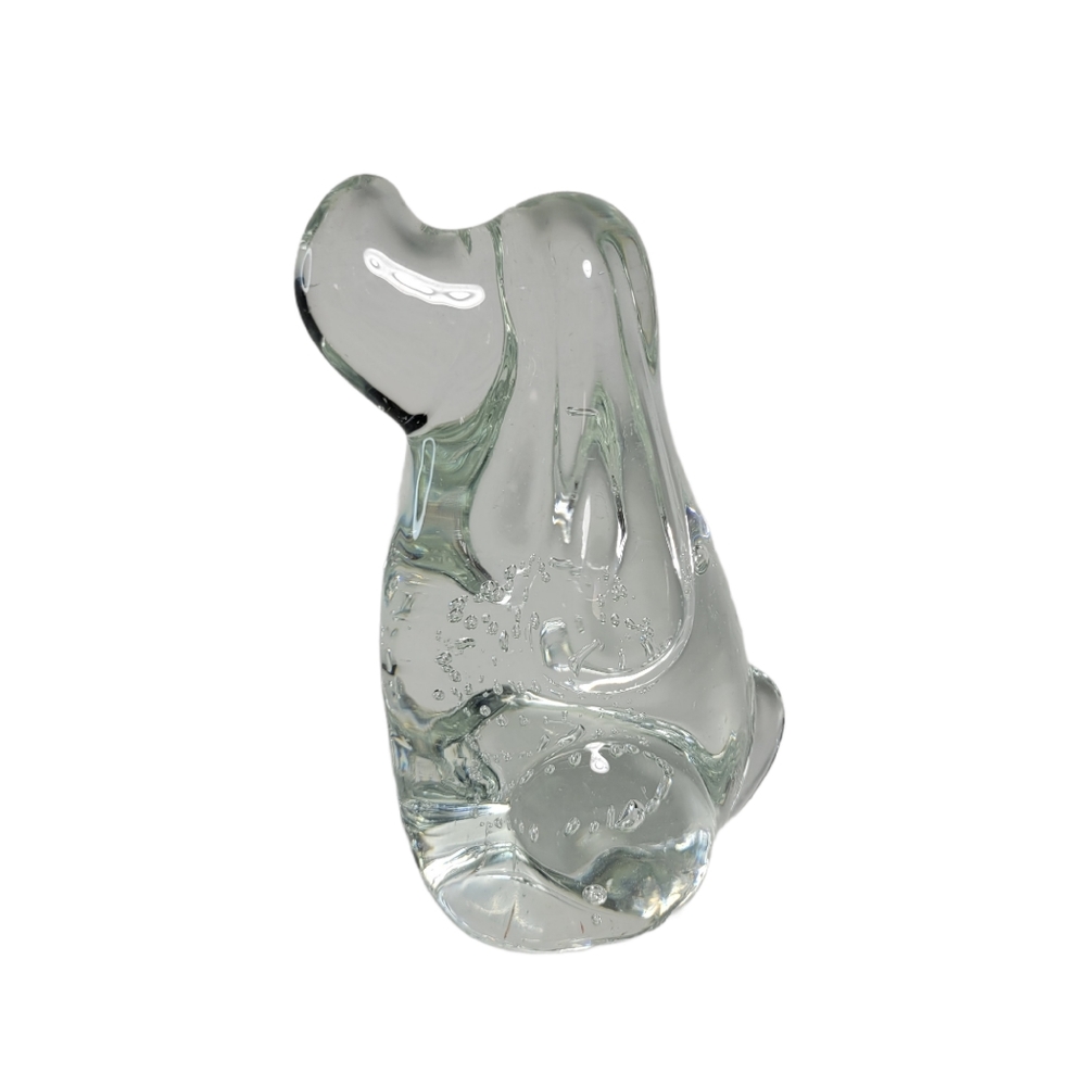 Blown glass hound dog paperweight